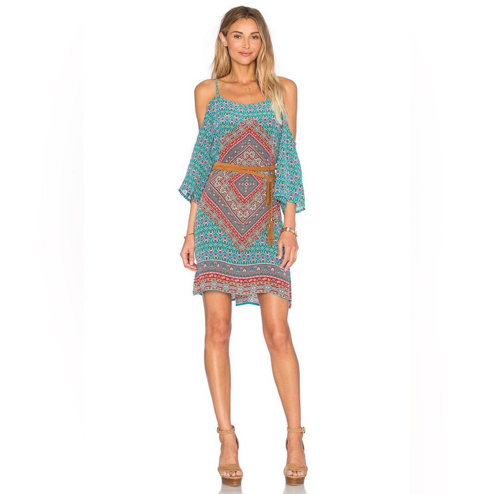 NWT Tolani Farah Off the Shoulder Silk Mini Dress in Gardenia Print, Size S